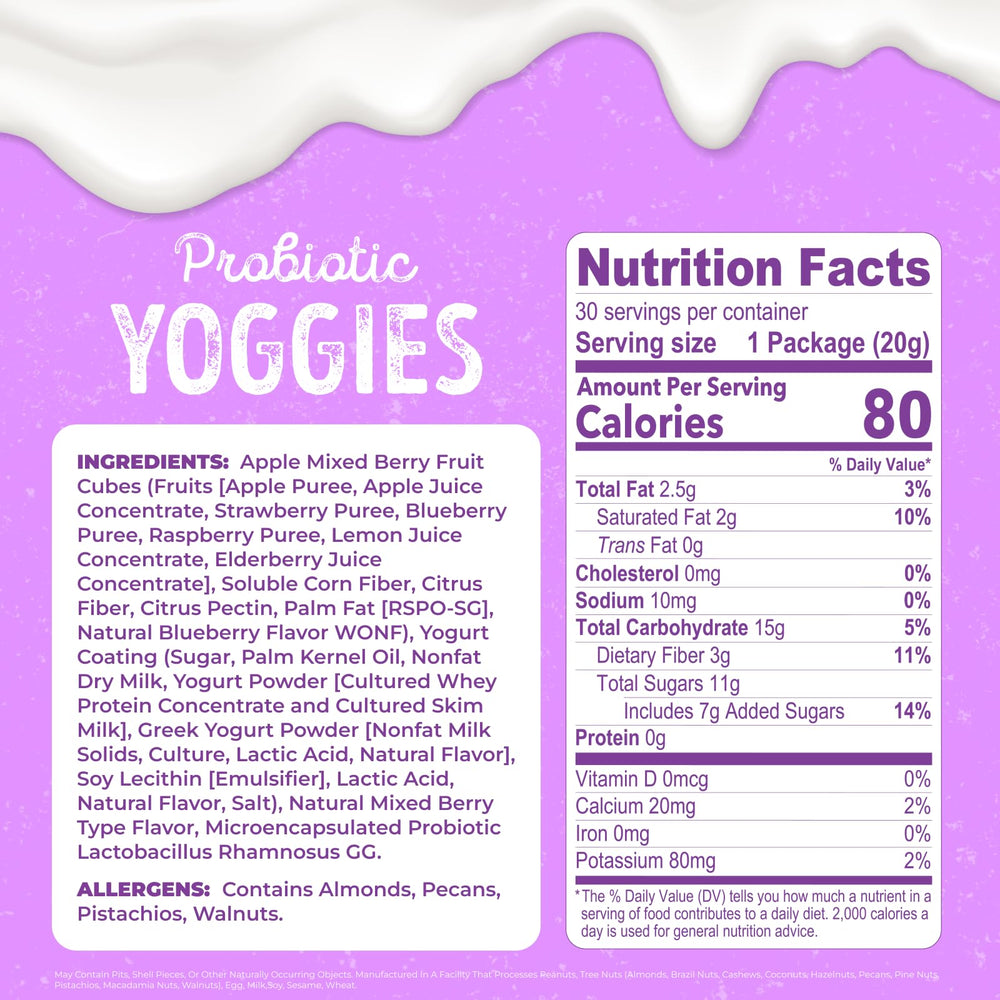Nature's Garden Yoggies yogurt coating close-up highlights creamy texture.