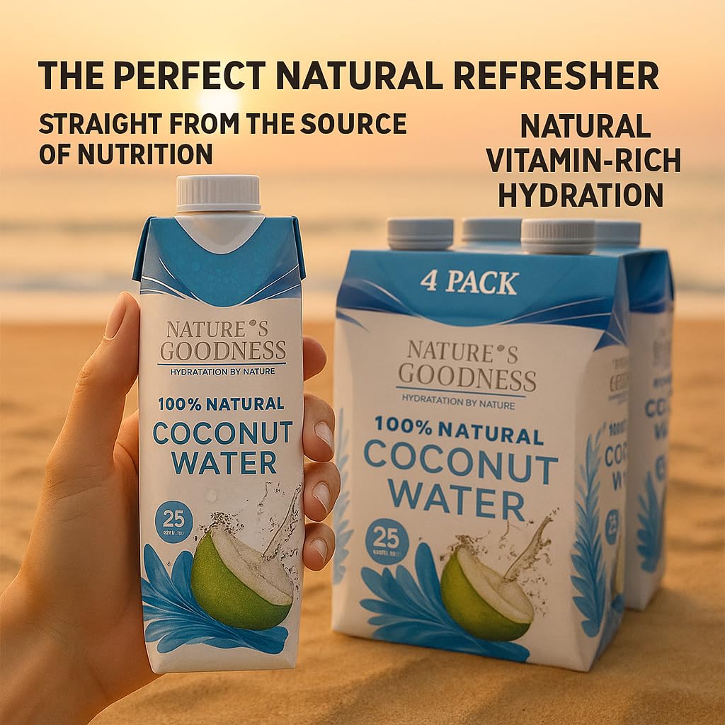 Nature's Goodness hydration pack with coconut water, ideal for travel and workouts