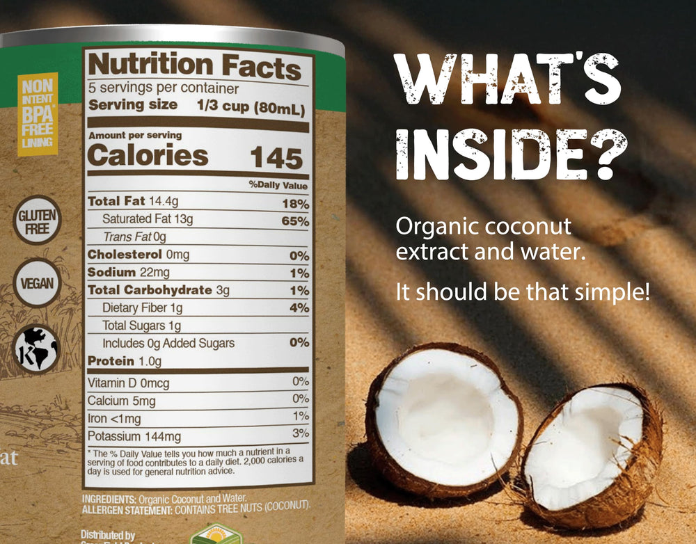 Nature's Greatest Foods coconut milk can side, gluten free and dairy free