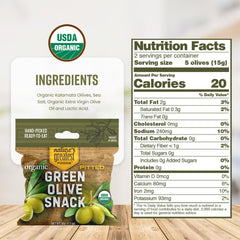 Nature's Greatest Foods green olive snack, serving bowl ready for sharing.