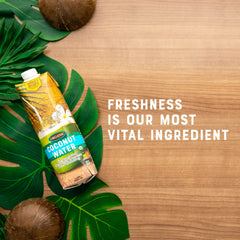 Expiration date located at the bottom of Nature's Greatest Foods coconut water bottle