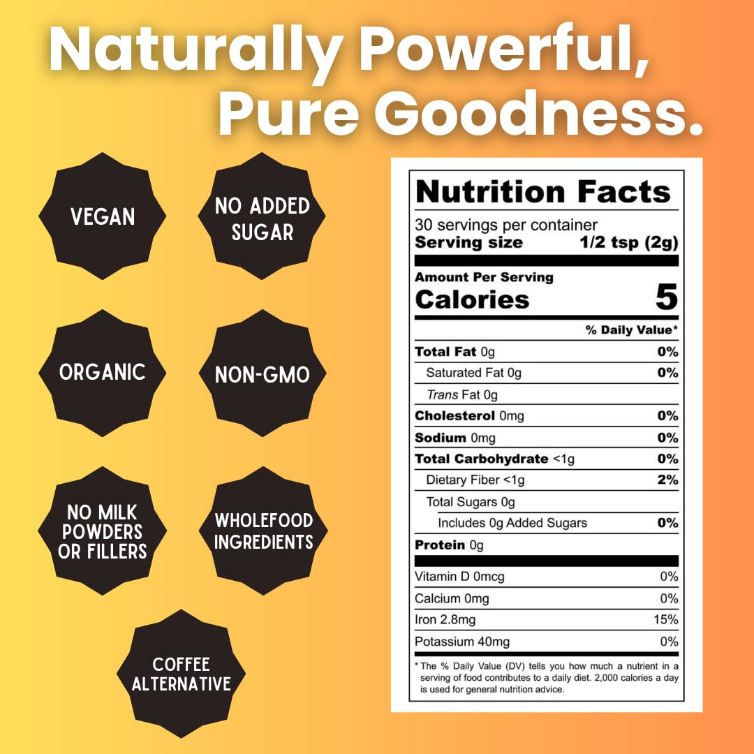 Nature's Harvest turmeric latte mix key ingredients such as turmeric and spices for rich flavor