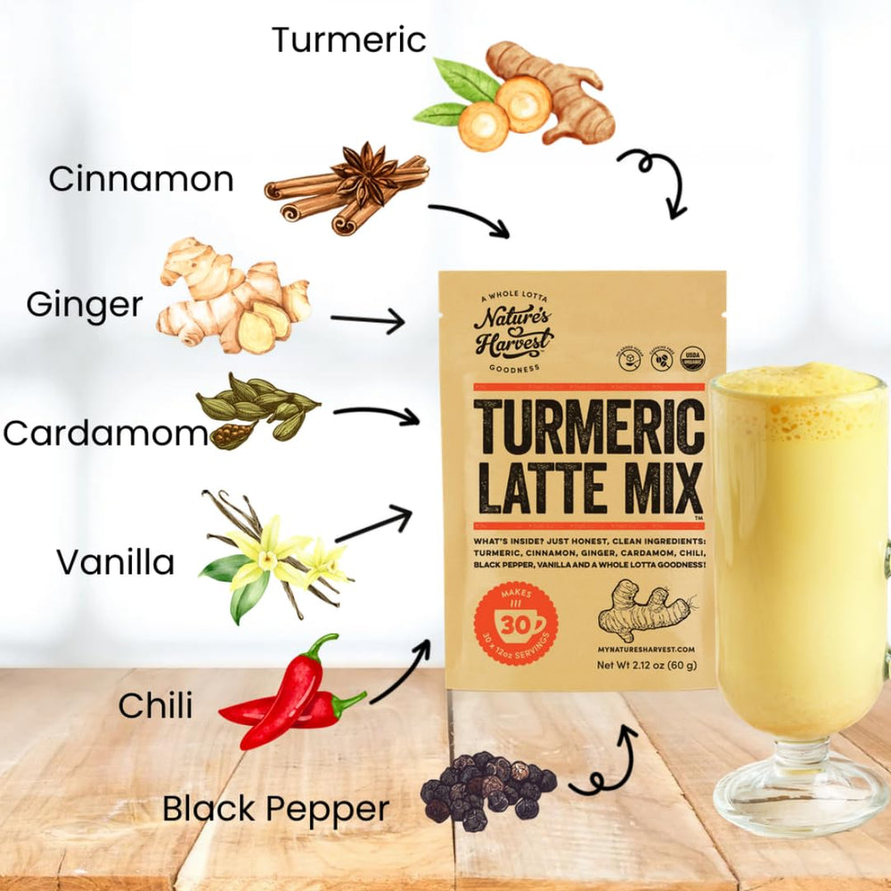Nature's Harvest latte mix added to a smoothie for a flavorful breakfast.