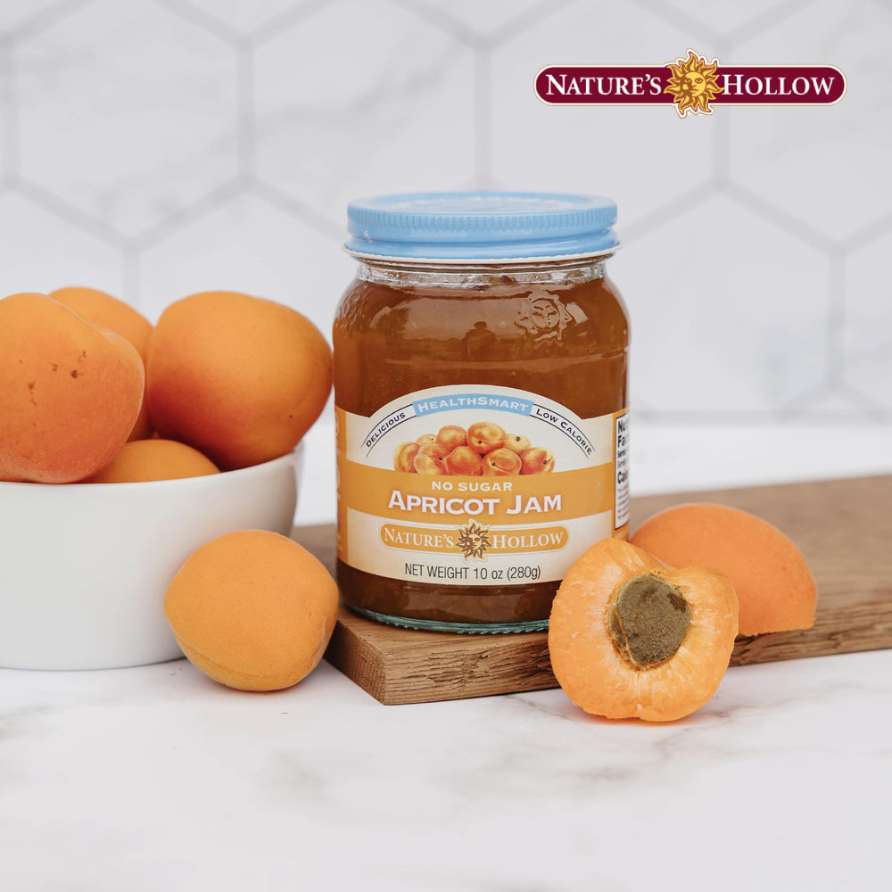 Nature's Hollow apricot jam on toast suggests a delicious breakfast pairing.