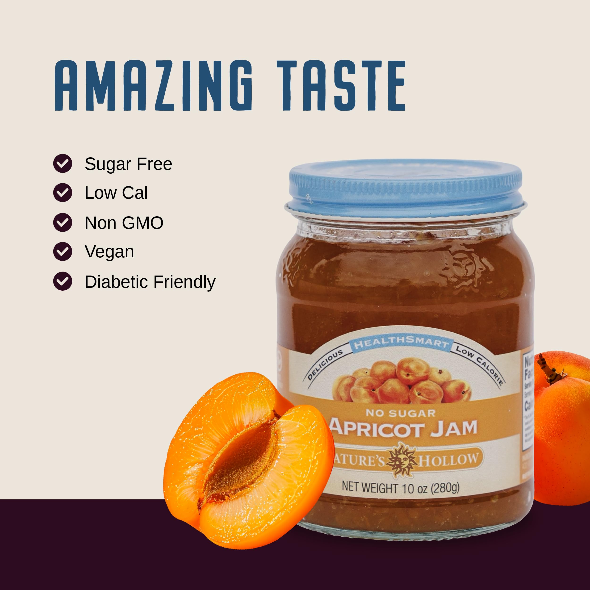 Nature's Hollow vegan gluten-free label near jar emphasizes inclusive recipe options.