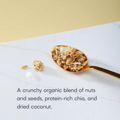 Nature's Path Coconut Chia Granola ingredients panel with oats, coconut and chia for plant-based protein