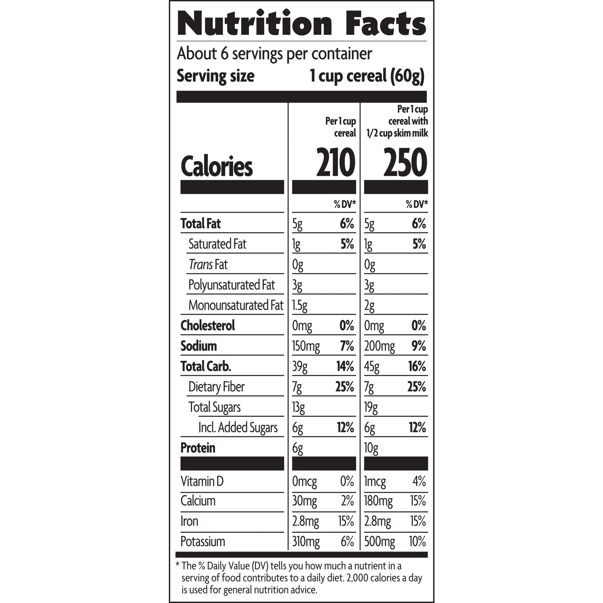 Nature's Path Flax Plus cereal closeup mentions protein and fiber-rich profile.