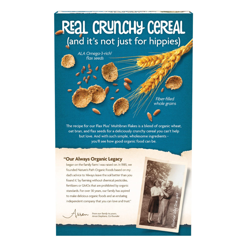 Nature's Path packaging shows organic and Non-GMO seals for mindful breakfast.