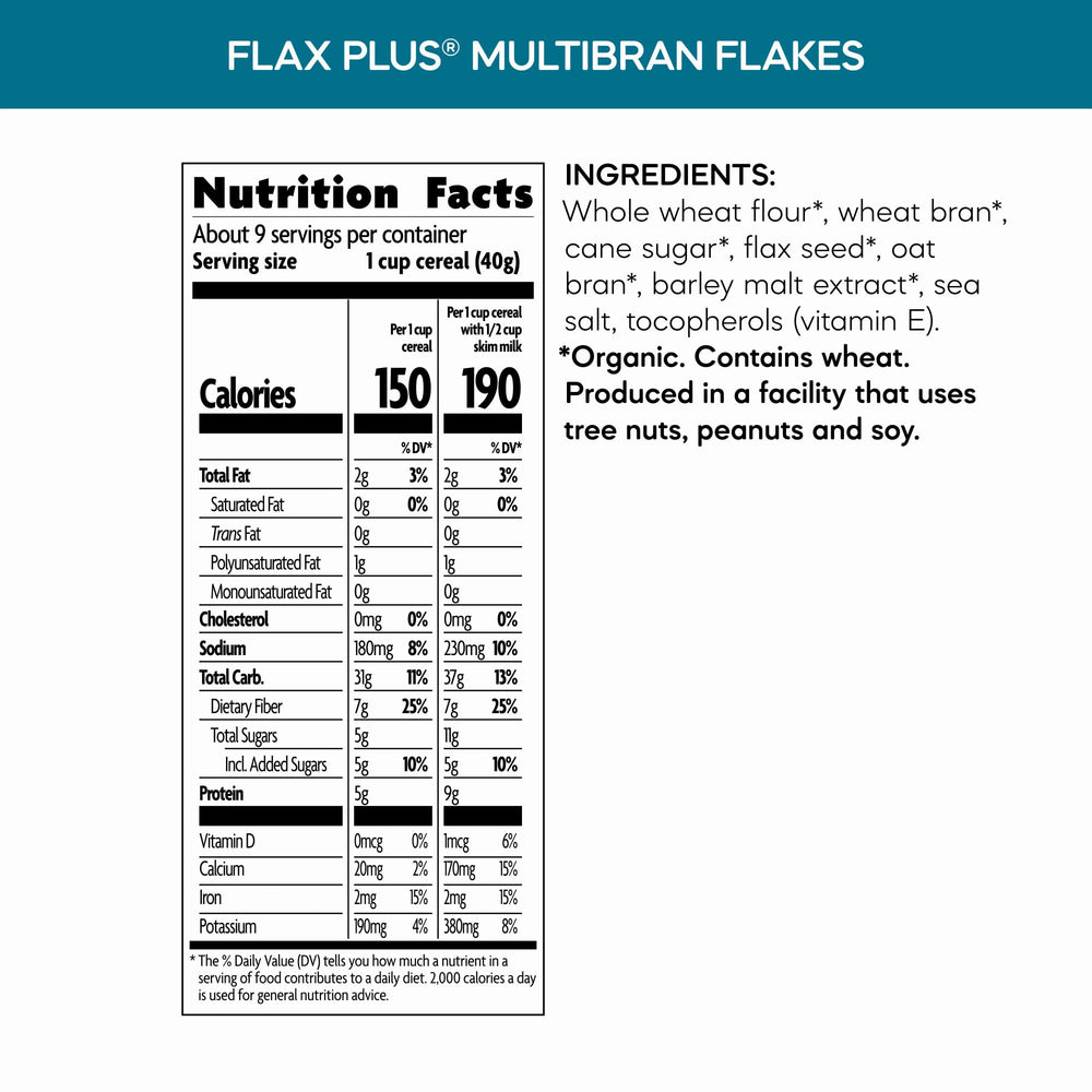 Pouring Nature's Path Flax Plus Multibran into a bowl for a fiber-rich morning.