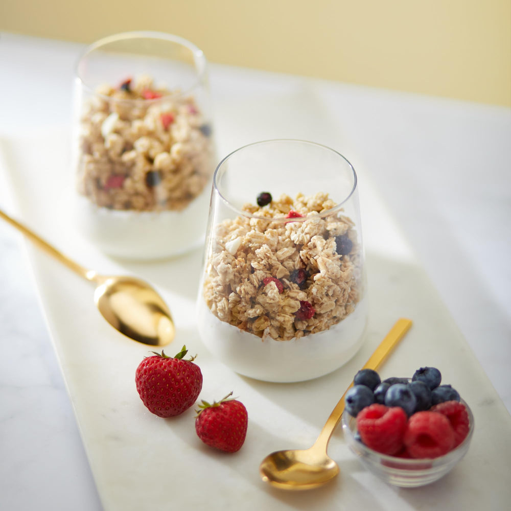 Nature's Path blueberries and Greek yogurt chunks create creamy, fruity bursts