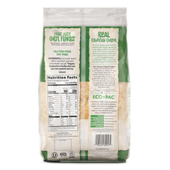 Close-up of Nature's Path Fruit Juice Corn Flakes showing thick, stay-crunchy flakes