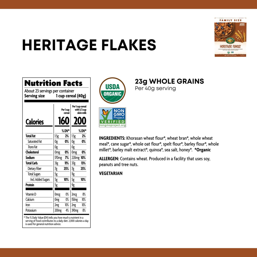 Serving bowl of Nature's Path Heritage Flakes ready for a crunchy morning