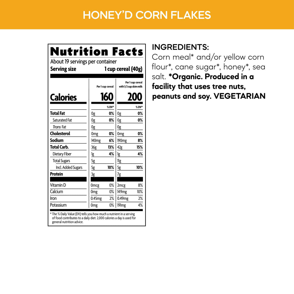 Nature's Path Honey'D Corn Flakes six-pack display for convenient mornings.