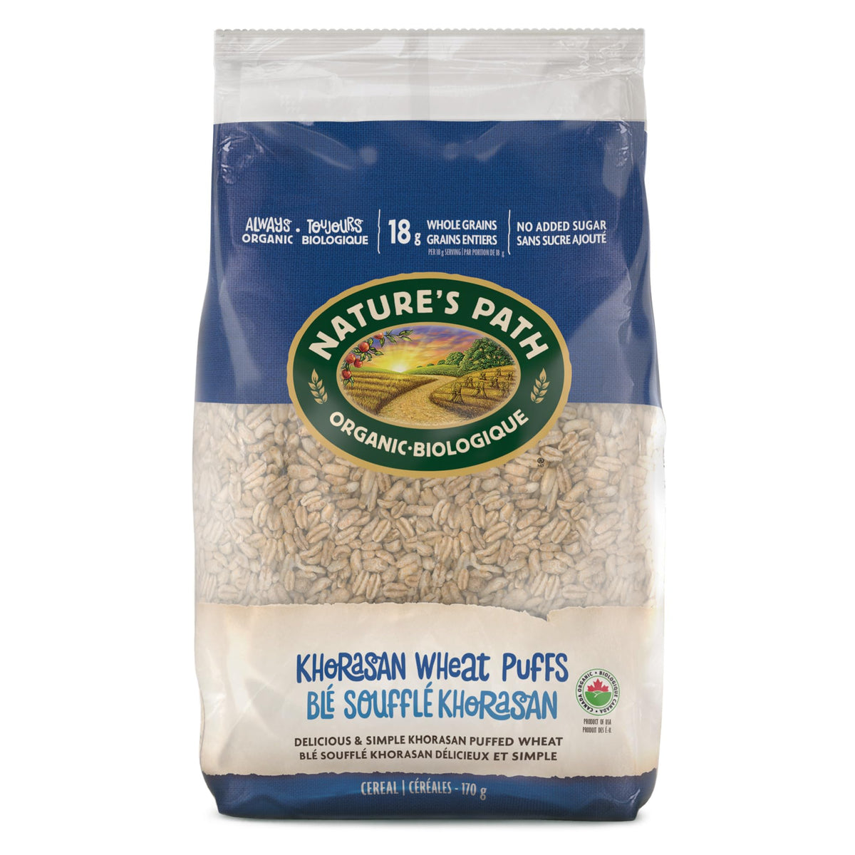 Nature's Path Kamut Puffs in a bowl for a quick, tasty breakfast.