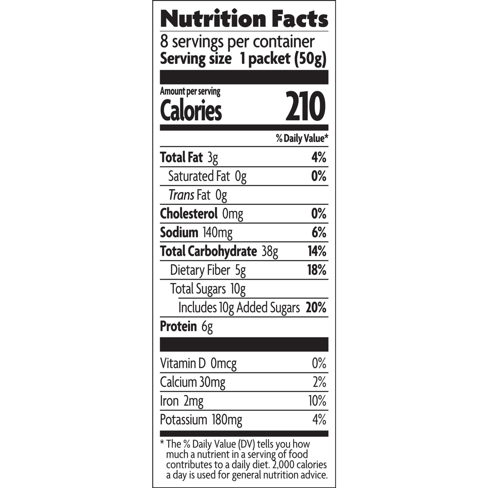 Nutrition panel on Nature's Path flax oats highlighting whole grains and protein benefits.