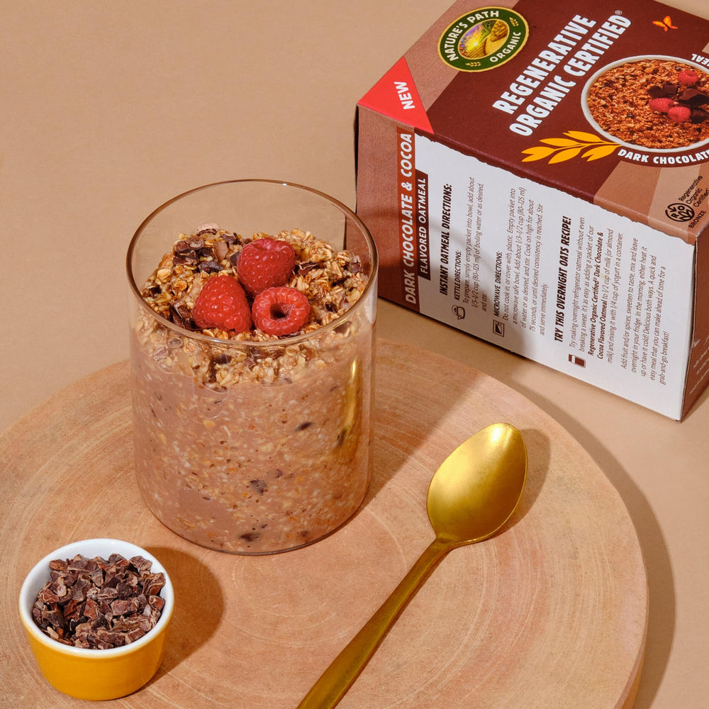 Nature's Path oats texture close-up showing hearty whole grain goodness.