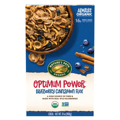 Nature's Path Optimum Breakfast Cereal with blueberries in a bowl for energizing mornings