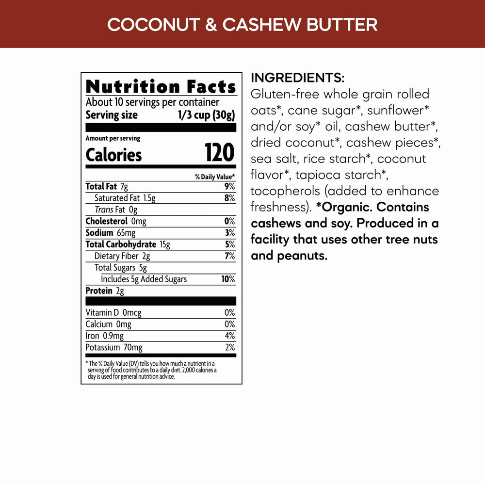 Organic and Non-GMO ingredients headline Nature's Path granola.