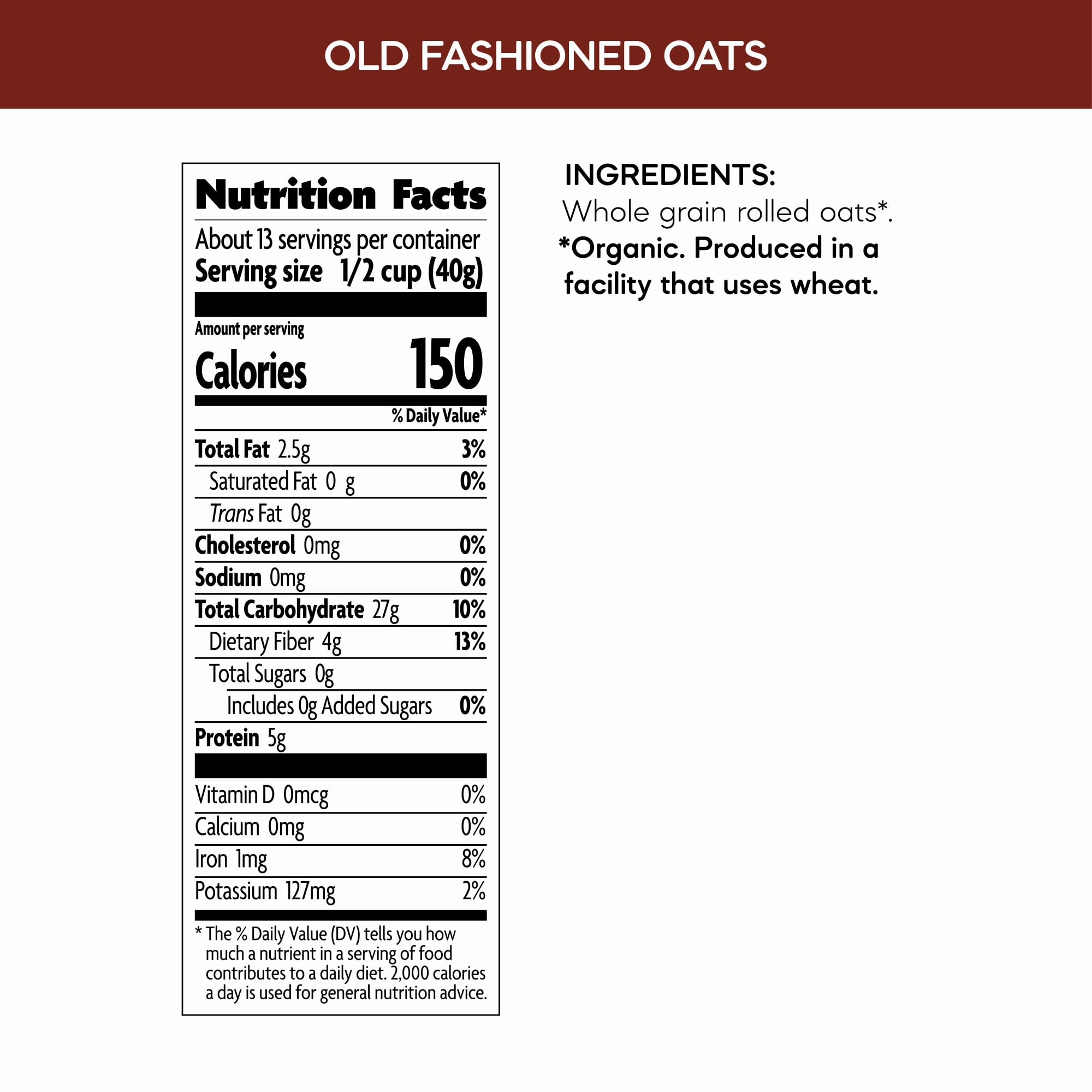 Nature's Path Organic Old Fashioned Oats resealable lid keeps oats fresh for quick breakfasts