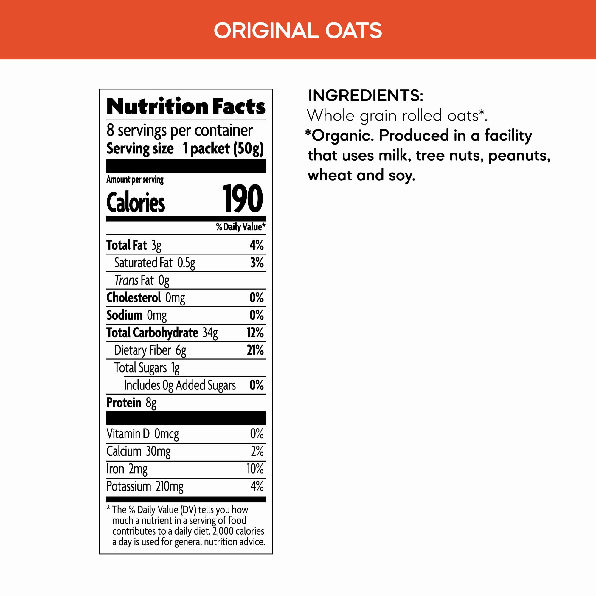 Nature's Path Original Instant Oatmeal single-serve packets ready for quick breakfast.