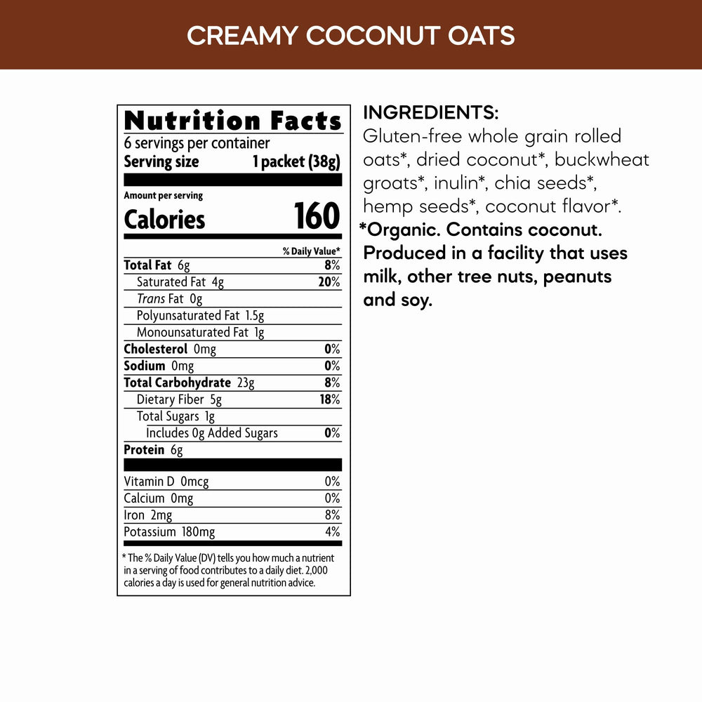 Nature's Path Qi'a oats packaging showing six boxes in the pack.