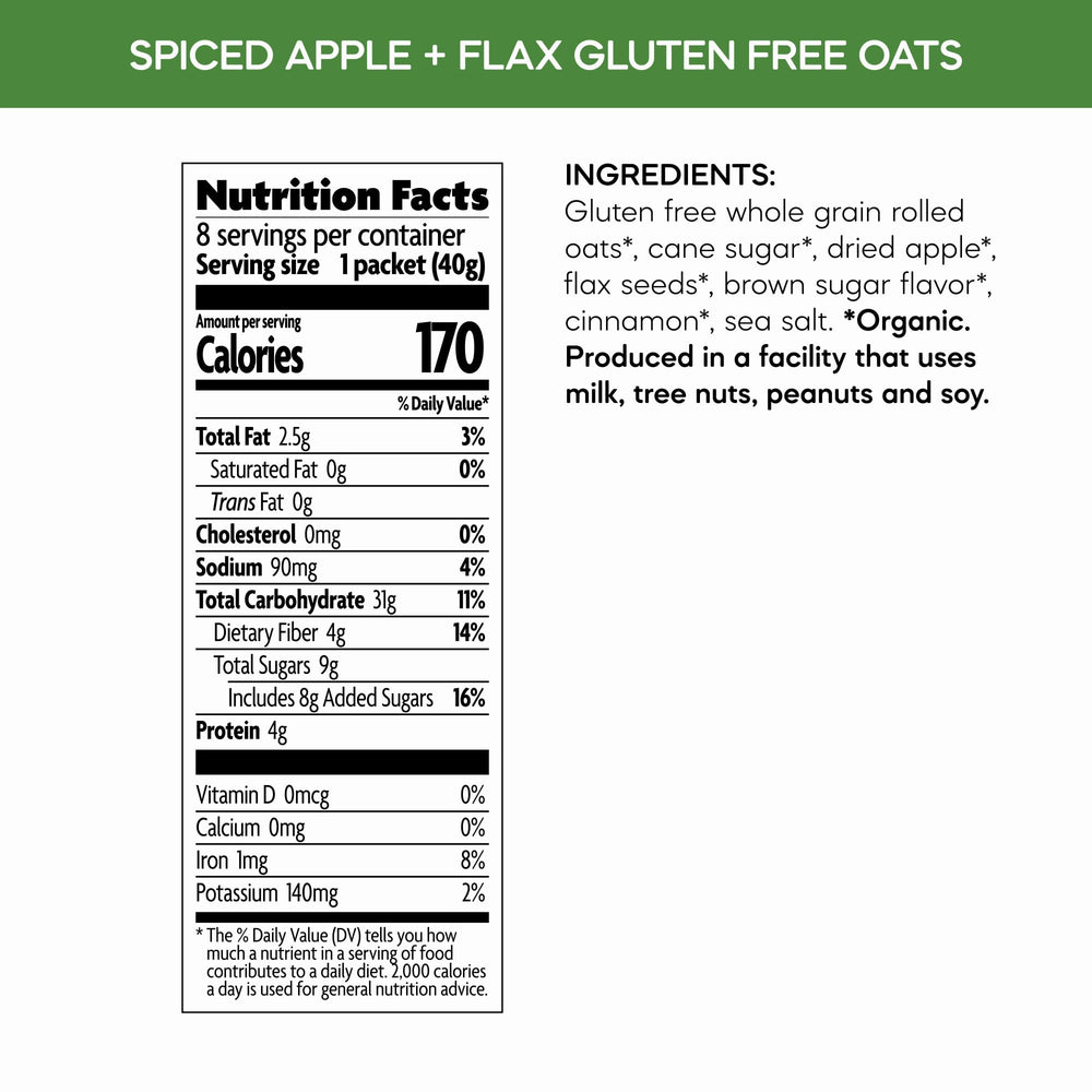 Nature's Path spiced apple flax oatmeal packets ideal for on-the-go mornings.