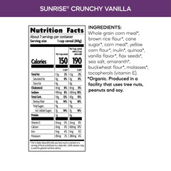 Pouring Nature's Path Sunrise Crunchy Vanilla cereal into a bowl for a quick morning meal.