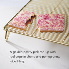 Pastries warming in toaster, Nature's Path snack ready to enjoy.