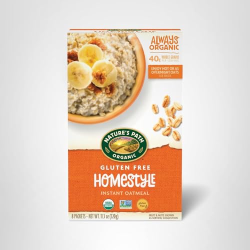 Oatmeal serving with visible whole grains and protein in Nature's Path mix.