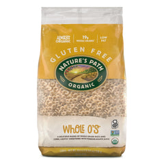 Nature's Path Whole O's bag front showing organic ingredients and gluten-free claim