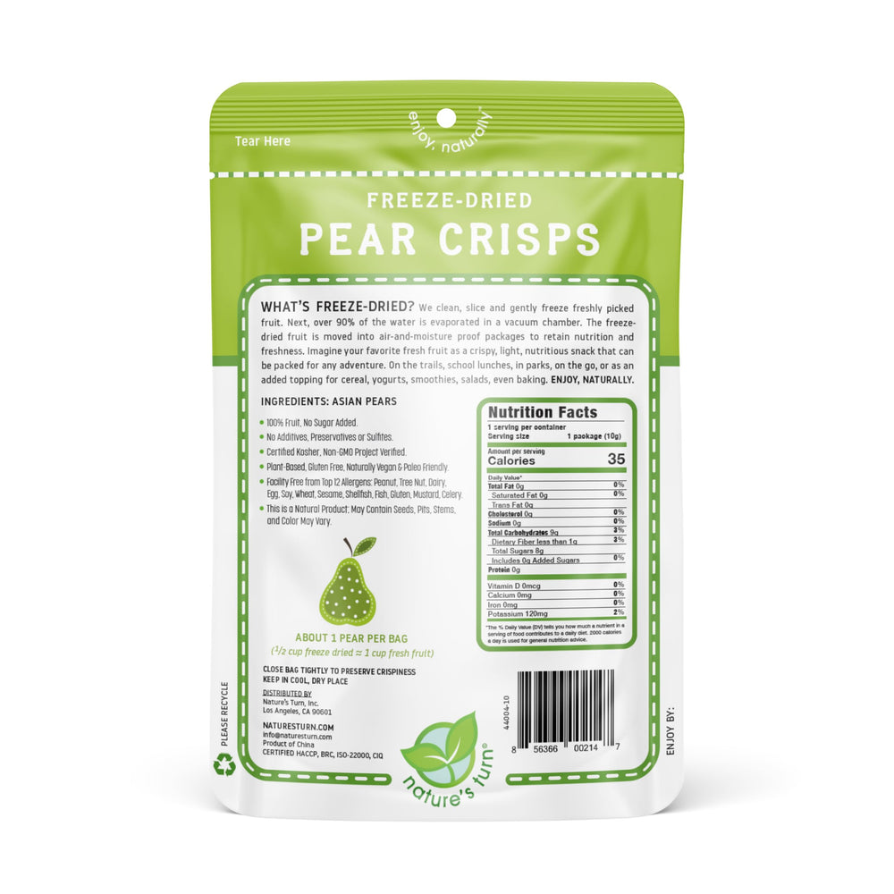 Nature’s Turn pear crisps close-up with vibrant texture and crisp bite