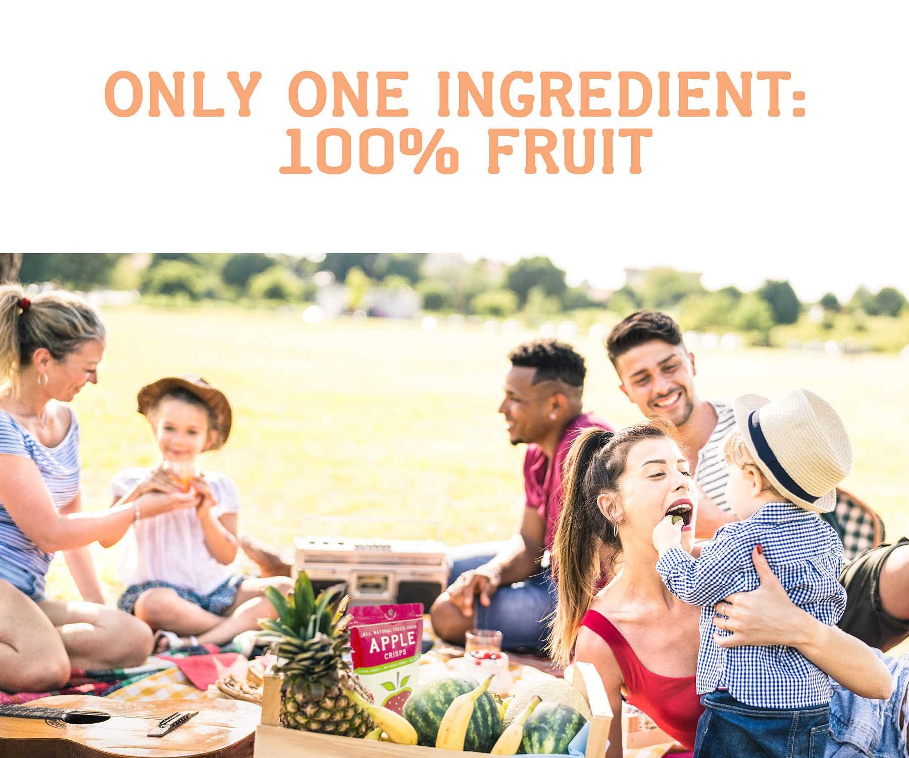 Nature's Turn Freeze-Dried Strawberry Crisps ingredient label emphasizing non-GMO fruit
