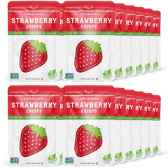 Nature's Turn Freeze-Dried Strawberry Crisps pack shot showing 24 bags for convenient snacking
