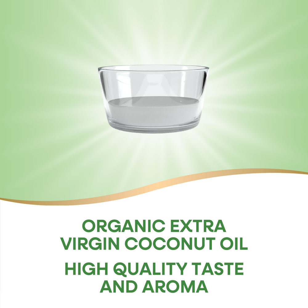 Nature's Way coconut oil jar with label emphasizes organic, non-GMO quality for daily use.