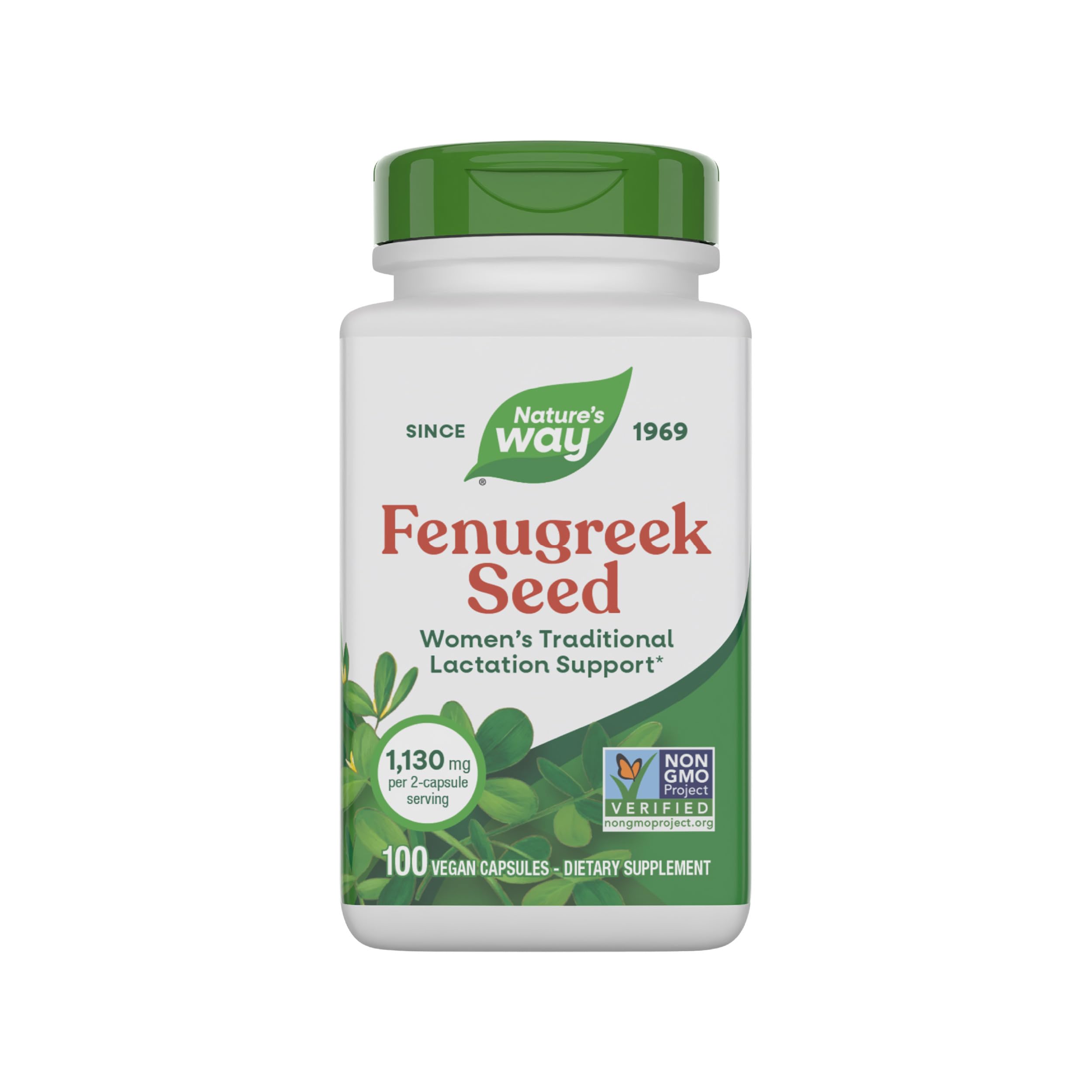 Nature's Way Fenugreek Seed bottle showing lactation support capsules