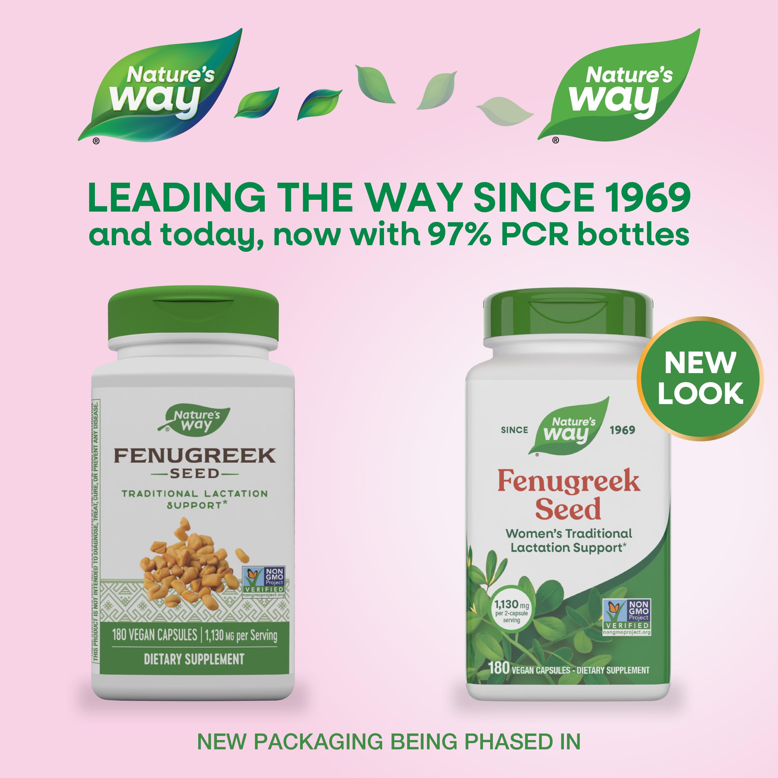 Nature's Way fenugreek seed capsules label showing serving details
