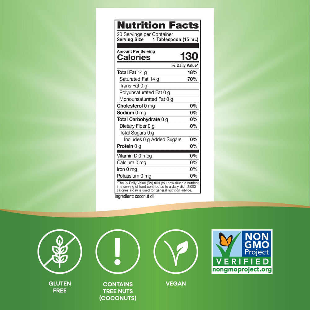 Nature's Way Liquid Coconut Oil used for cooking, sautéing up to 350 degrees.
