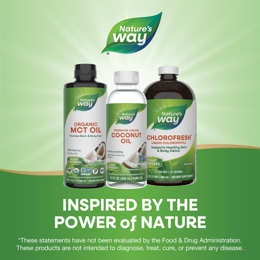 Nature's Way Liquid Coconut Oil remains pourable when refrigerated for easy prep.