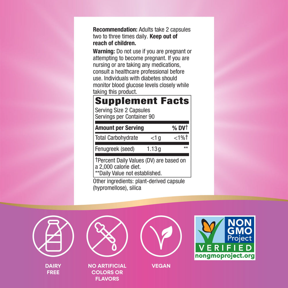 Nature's Way vegan symbol on fenugreek packaging