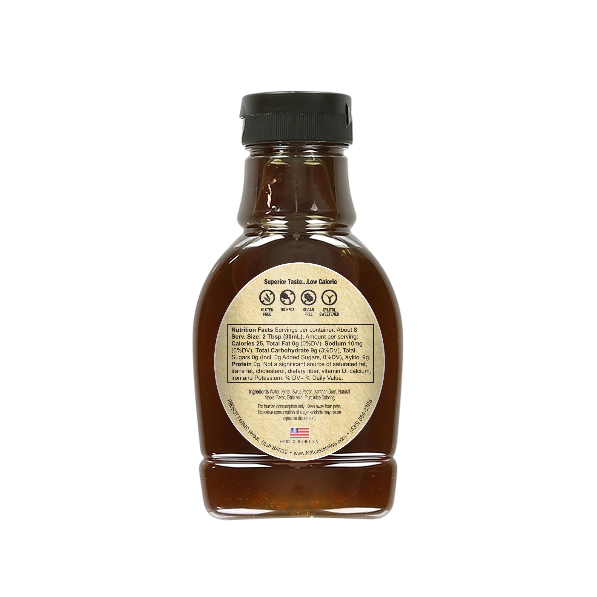 Nature's Hollow sugar-free raspberry syrup bottle ideal for low-carb breakfasts.