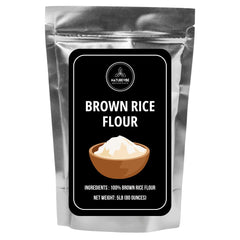 Naturevibe Botanicals brown rice flour 5 lb pack in a resealable bag for freshness.