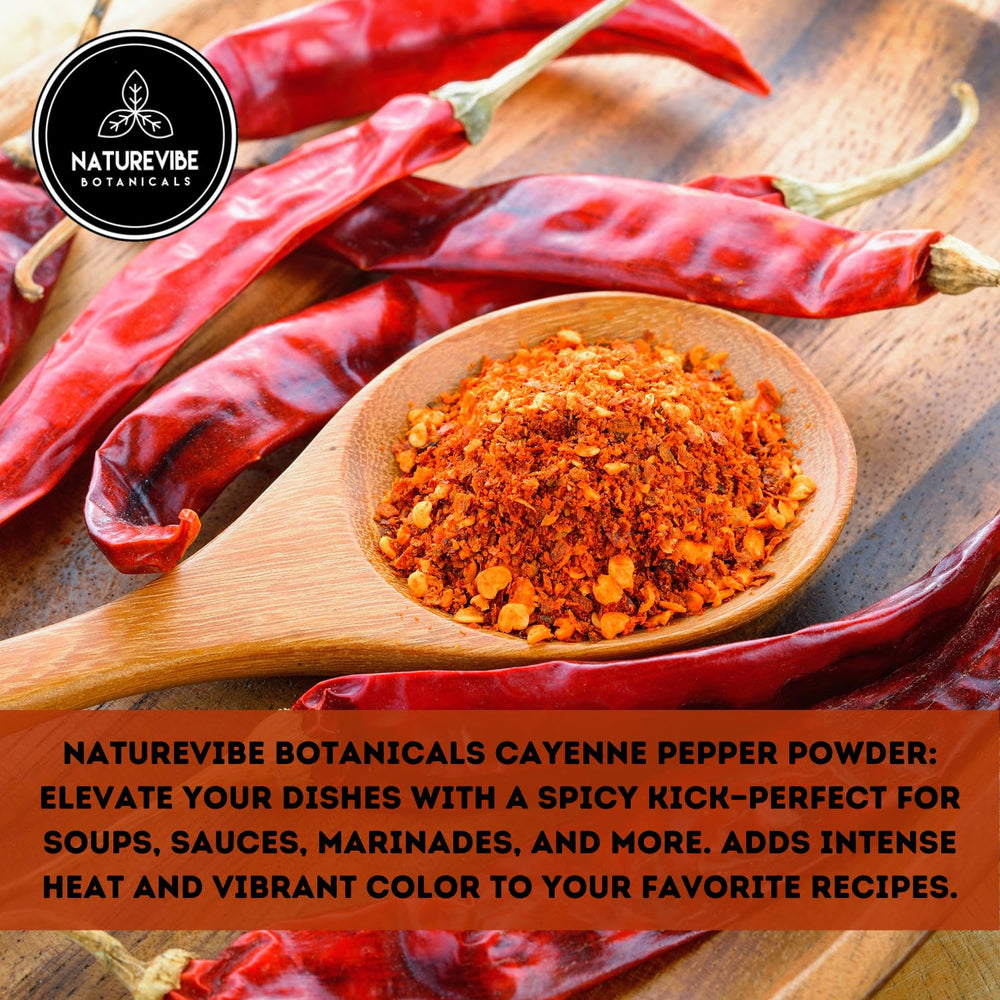 Naturevibe Botanicals Cayenne Powder bulk spice jar for convenient everyday use.