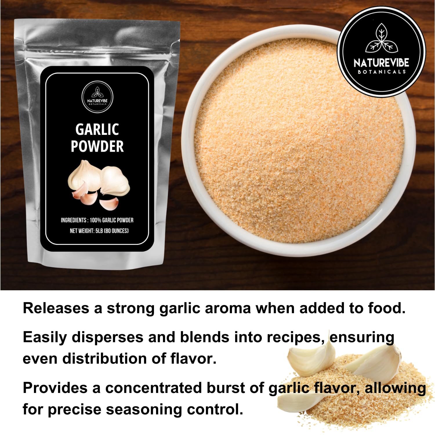 Naturevibe Botanicals garlic ground powder adds savory notes to vegetables.