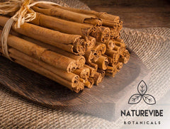 Naturevibe Botanicals true cinnamon powder jar for premium baking and cozy beverages