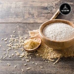 Naturevibe Botanicals White Rice Flour pour: fine texture for smooth batters.