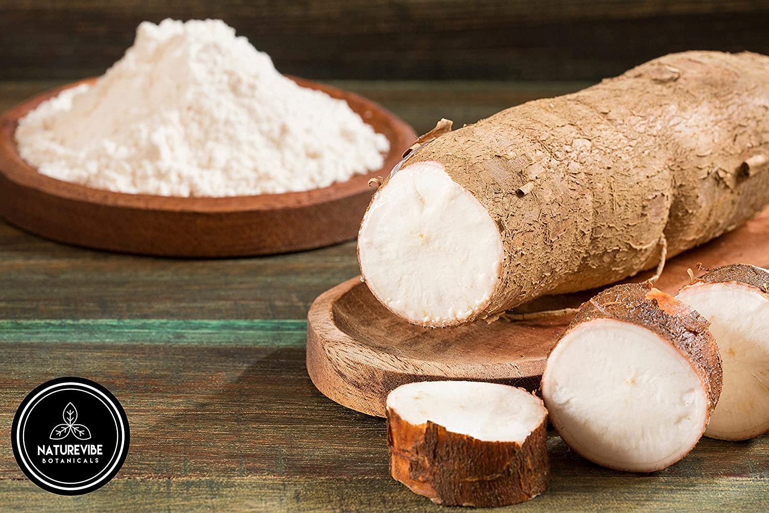 Naturevibe cassava flour bowl with dough, illustrating baking versatility.
