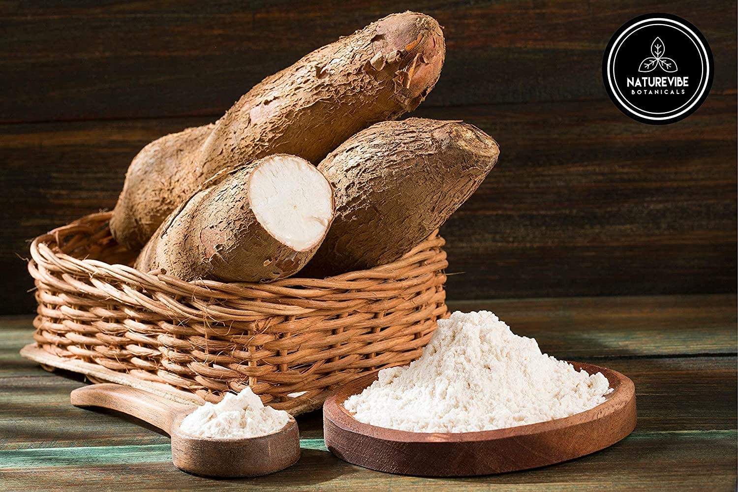 Close-up of Naturevibe cassava flour texture, soft and powdery for smooth batters.