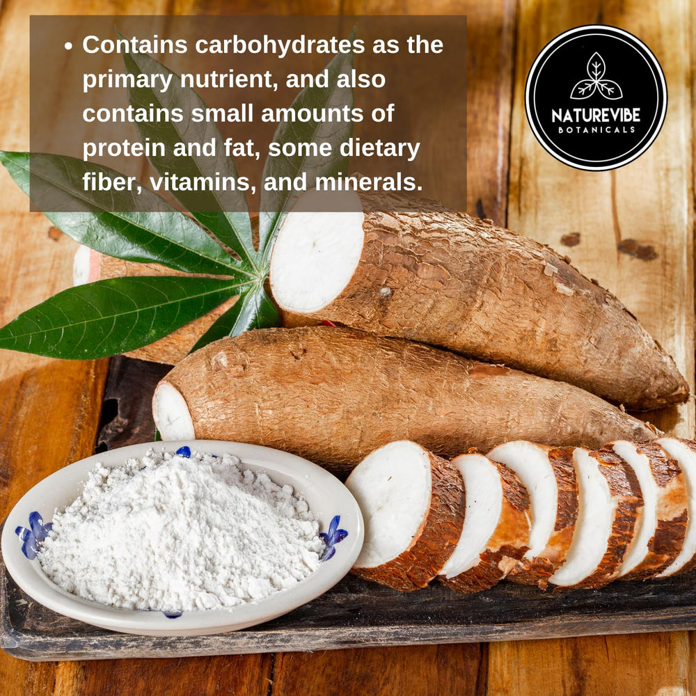 Naturevibe cassava flour versatile uses concept image for home cooking.