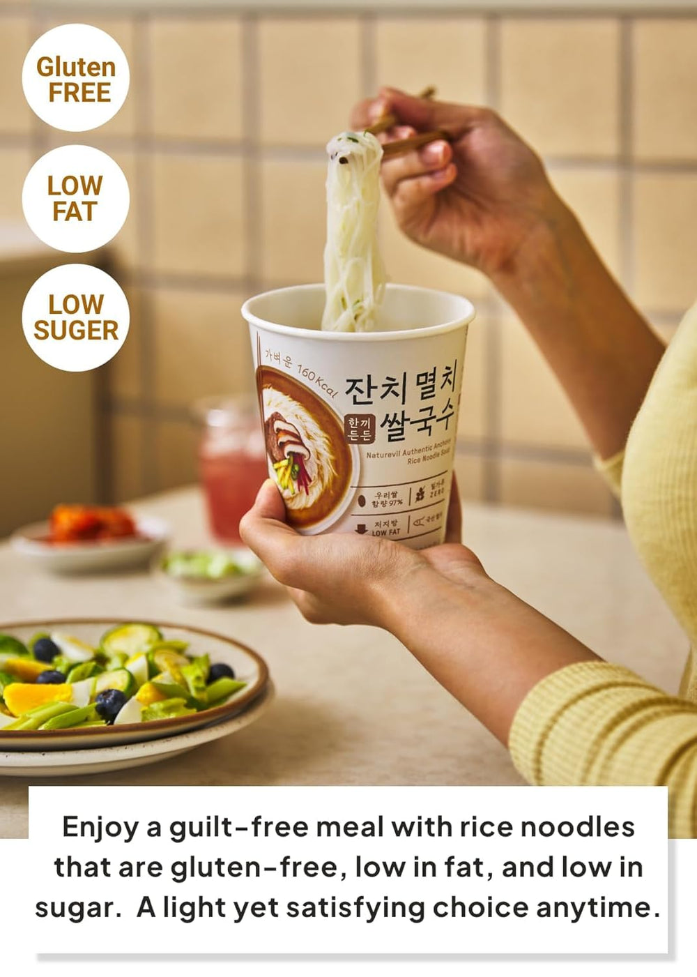 NATUREVIL gluten-free rice noodles create a satisfying texture in every convenient cup.