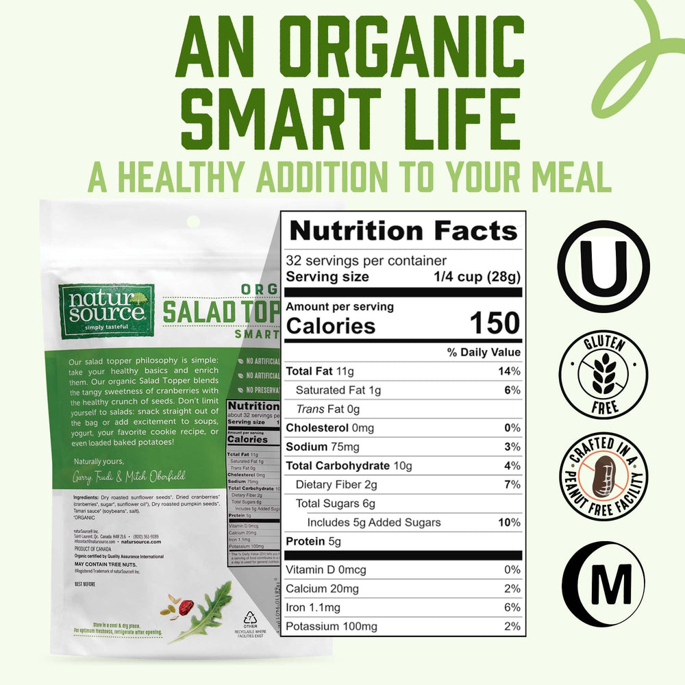 natursource Organic Salad Topper with pumpkin seeds provides protein-rich crunch for bowls.